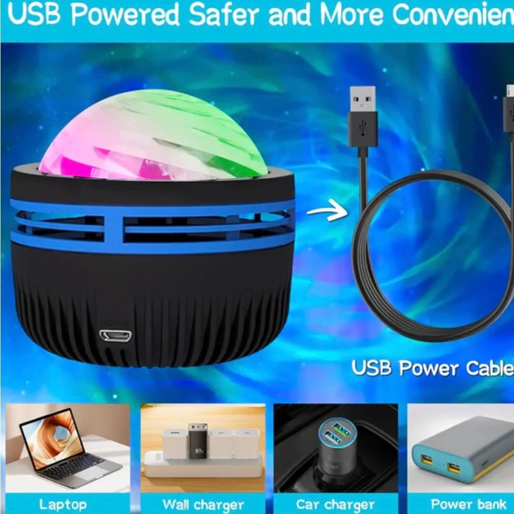 LED Galaxy Rotating Party Lights disco ball animated usb